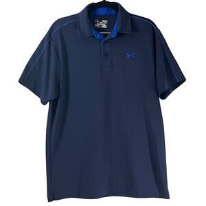 Under Armour Loose Navy Blue Polo Shirt Short Sleeve Mens Medium